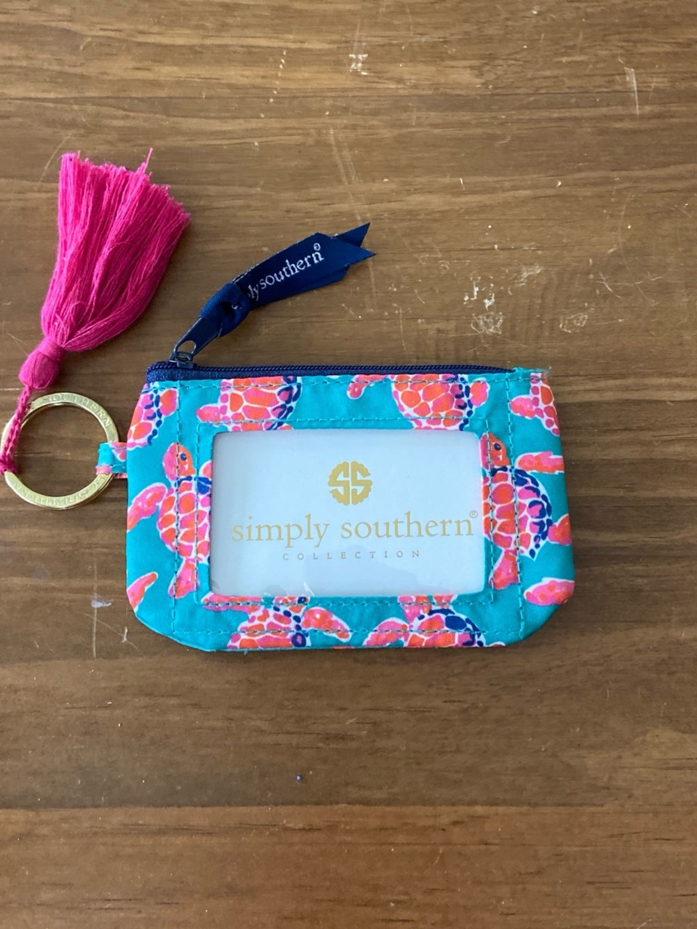 Simply Southern Turquoise Turtle Card Holder with Hot Pink Tassel